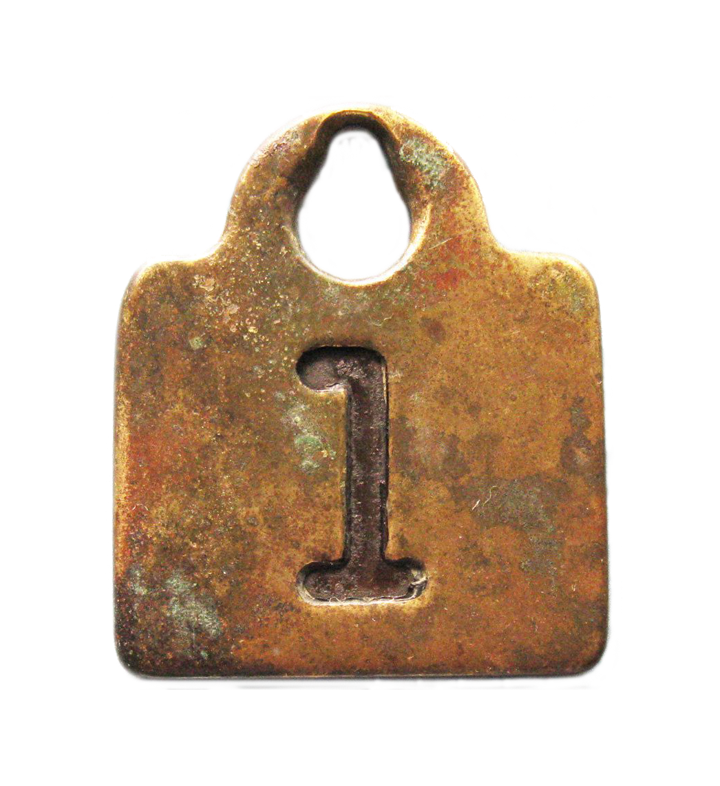 numeral 1 on brass tag