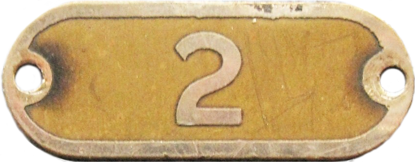 numeral 2 on brass tag